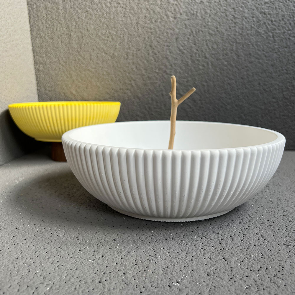 Large Striped Bowl Vessel Conc - Terrazzo Pot Cement 评论和价格