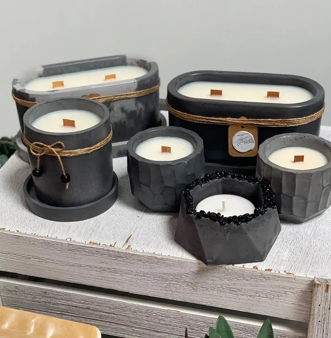 Concrete Candle Cup Vessel Sil - Terrazzo Pot Cement 评论和价格
